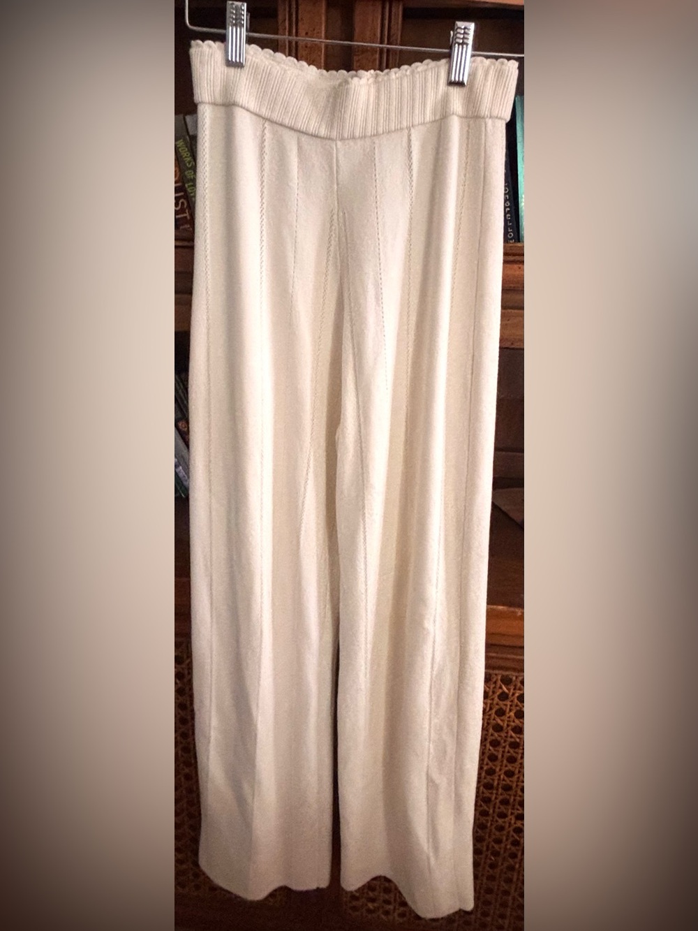 Sezane Cream Wide-Leg Trousers
